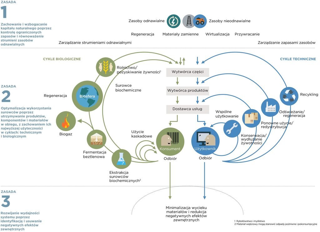 schemat gospodarki o obiegu zamkniętym z uwzględnieniem zasad rozwoju